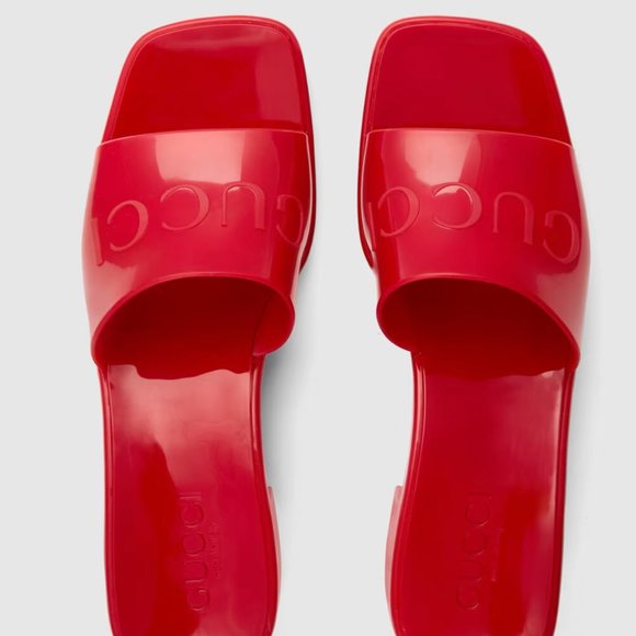 GUCCI Rubber Logo Platform Slide Sandal - Picture 5 of 9